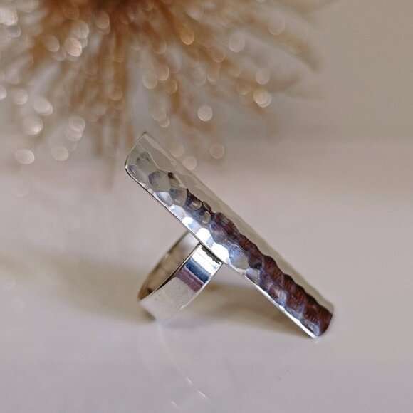 Sterling Silver Ring Hammered Shield Ring, Shield Silver Ring, Women Statement - Picture 8 of 10
